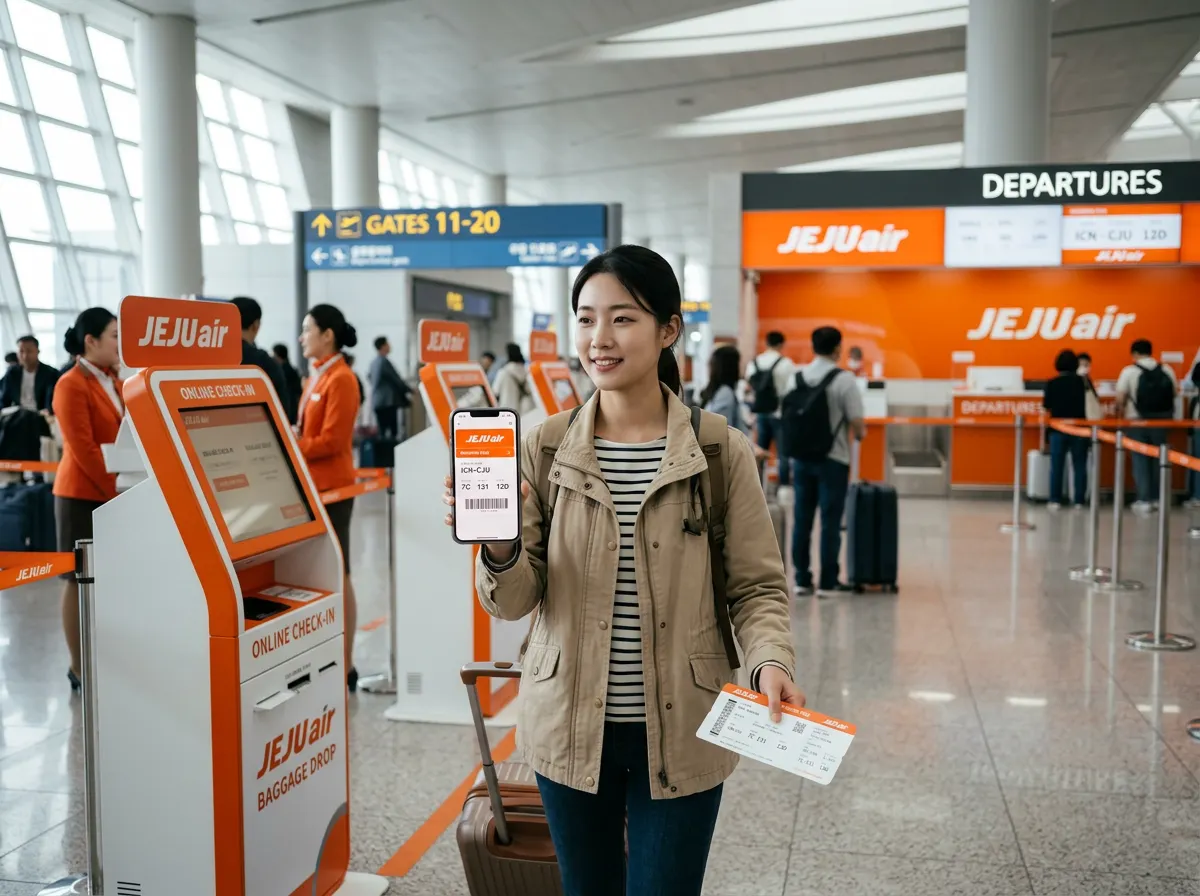 チェジュ航空のモバイル搭乗券の表示方法