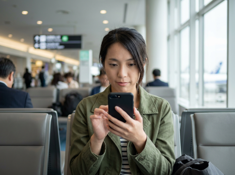 スマホ確認中の人物
