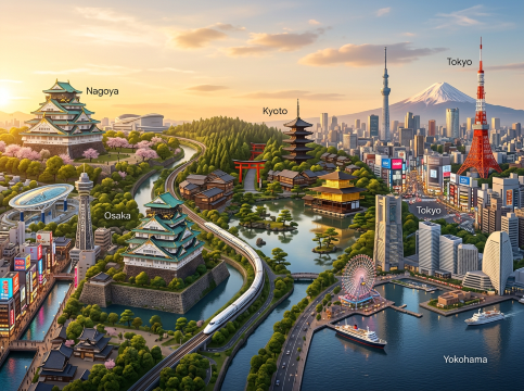 Japan Landmarks Poster