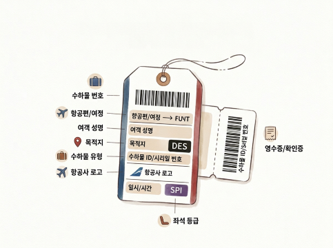 수하물 태그 구성 요소와 읽는 법