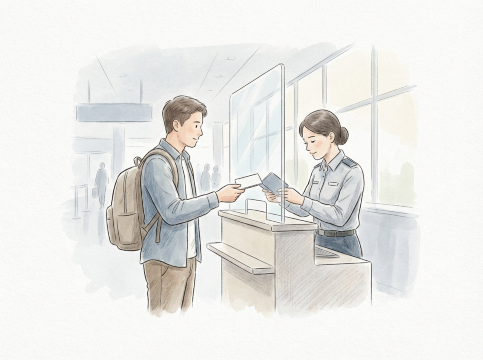 入国審査のイラスト