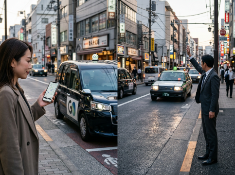 Go Taxi vs. Traditional street hailing in Japan
