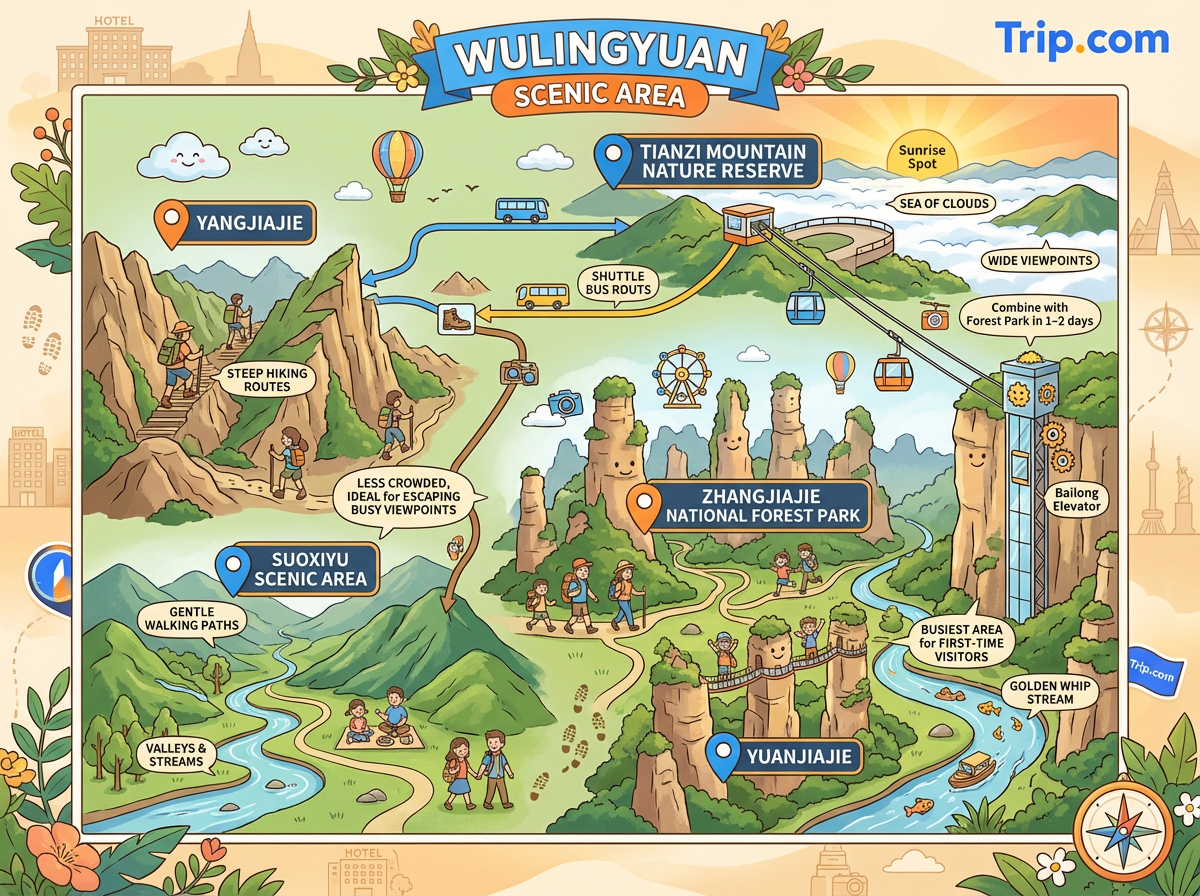Wulingyuan Scenic Area Map